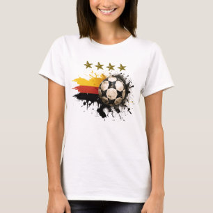 Fußball mit deutscher Flagge und vier goldene Ster T-Shirt
