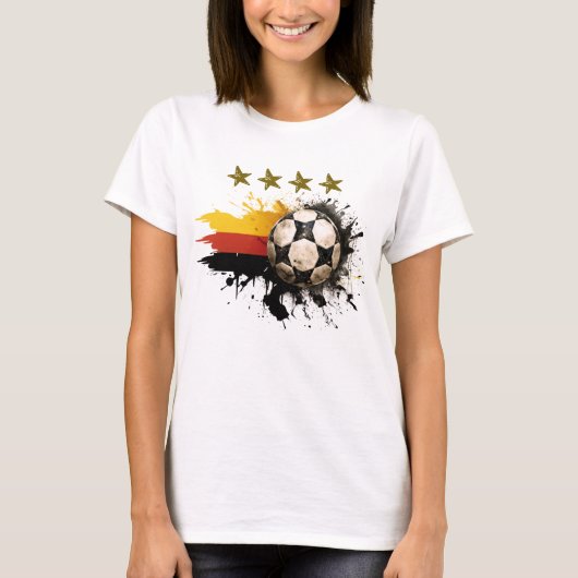 Fußball mit deutscher Flagge und vier goldene Ster T-Shirt (Vorderseite)