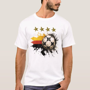 Fußball mit deutscher Flagge und vier goldene Ster T-Shirt