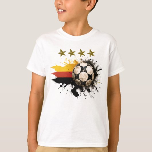 Fußball mit deutscher Flagge und vier goldene Ster T-Shirt (Vorderseite)