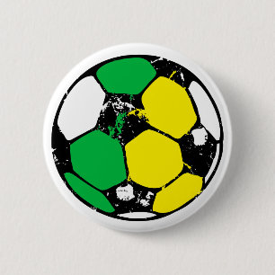 Fußball mit Farben der grünen und gelben Mannsch Button