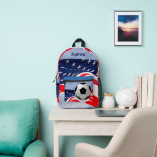 Fußball mit Flagge Rot Weiß Blau  Bedruckter Rucksack