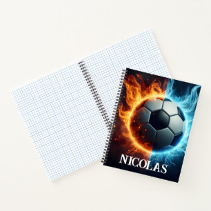 Fußball mit Flammen und Eis Notizblock