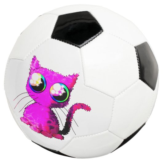 Fußball mit geschmeidig rosa Kawaii-Katze (Dreiviertel)