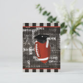 Fußball mit Graduation Cap, Fußball Wörter Ankündigungspostkarte (Stehend Vorderseite)