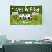Fußball mit Happy Birthday mit Bier Banner (Messeveranstaltung)