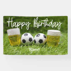 Fußball mit Happy Birthday mit Bier Banner