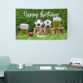 Fußball mit Happy Birthday mit Bier Banner (Messeveranstaltung)