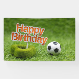 Fußball mit Happy Birthday Sign auf Grün Banner