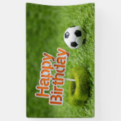 Fußball mit Happy Birthday Sign auf Grün Banner (Vertikal)