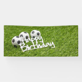 Fußball mit Happy Birthday Wort auf Grün  Banner
