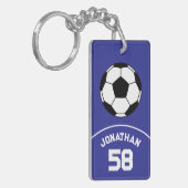 Fußball mit Name und Jersey Number Blue Schlüsselanhänger (Vorderseite links)