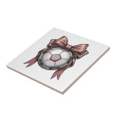 Fußball mit rosa Schleife Vintage Fliese (Seite)