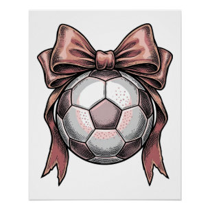 Fußball mit rosa Schleife Vintage Poster