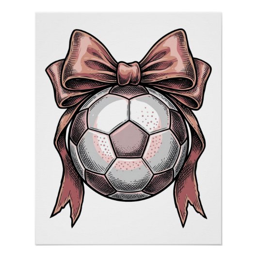 Fußball mit rosa Schleife Vintage Poster (Vorderseite)