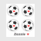 Fußball mit rotem Herzstück Aufkleber (Blatt)