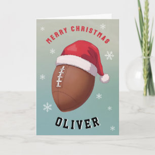 Fußball mit roter Santa-Mütze Name Weihnachten
