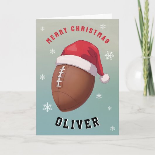 Fußball mit roter Santa-Mütze Name Weihnachten (Vorderseite)