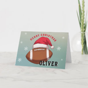 Fußball mit roter Santa-Mütze Name Weihnachten