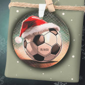 Fußball mit Roter Weihnachtsmannmütze Weihnachten Ornament