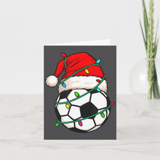 Fußball mit Santa Hut Lustiges Weihnachten Xmas Ge Karte (Vorderseite)