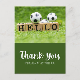 Fußball mit vielen Dank für alles, was Sie tun auf Postkarte