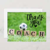 Fußball mit Wort Danke, Coach Postkarte (Vorne/Hinten)
