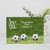 Fußball mit Wort Save the Date Einladung (Stehend Vorderseite)