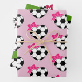 Fußball-Mittelball Rosa Bow Geschenkpapier Set (Beispiel)