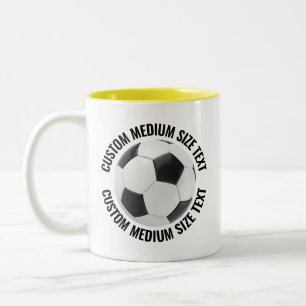 Fußball & Mittelgroßer Text GELB 11oz Custom Zweifarbige Tasse