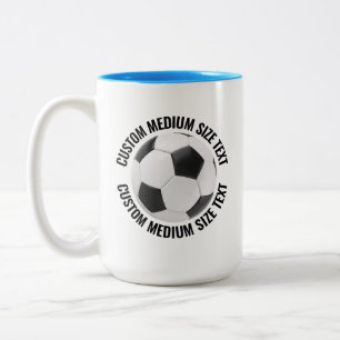 Fußball & Mittelgroßer Text HELLBLAU 15oz Custom Zweifarbige Tasse