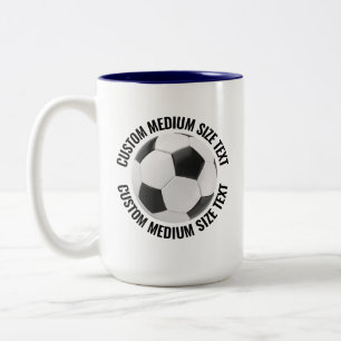 Fußball & Mittelgroßer Text NAVY BLAU 15oz Maßanfe Zweifarbige Tasse