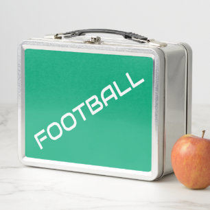 FUSSBALL Moderner weißer Text Grüner Hintergrund Metall Brotdose