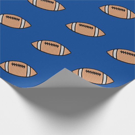 Fußball-Muster auf blauem Hintergrund Geschenkpapier (Ecke)
