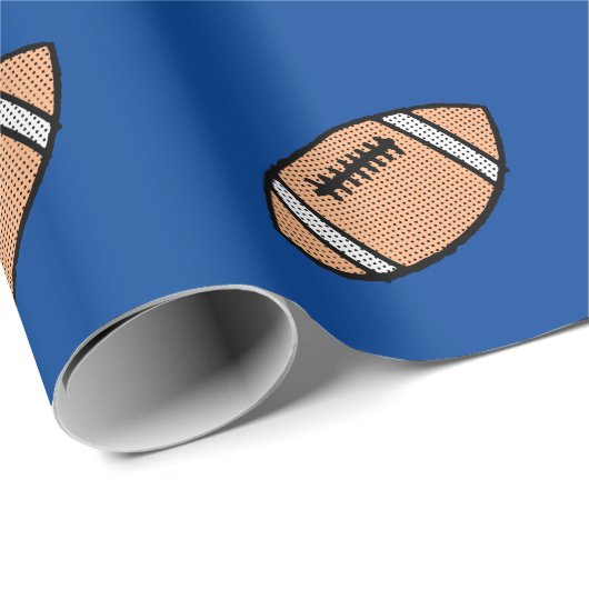 Fußball-Muster auf blauem Hintergrund Geschenkpapier (Rolleneckpunkt)