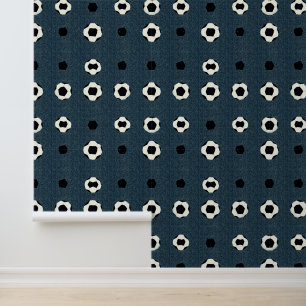 Fußball-Muster auf dunkelblauem Hintergrund Tapete