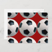 Fußball-Muster auf Rot Postkarte (Vorne/Hinten)