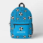 Fußball-Muster Blau Bedruckter Rucksack (Vorderseite)
