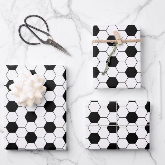 Fußball-Muster Geschenkpapier Set (Vorderseite)