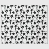 Fußball-Muster in Schwarzweiß Geschenkpapier (Flach)