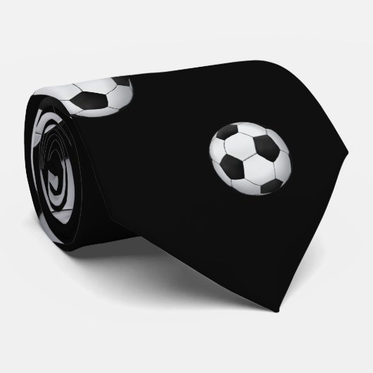 Fußball-Muster| Schwarz Krawatte (Gerollt)