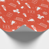 Fußball-Muster weiß rot Geschenkpapier (Ecke)