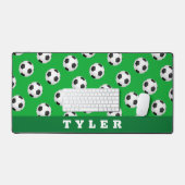 Fußball-Muster, weißer Name auf Grün Schreibtischunterlage (Tastatur & Maus)