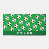 Fußball-Muster, weißer Name auf Grün Schreibtischunterlage (Vorderseite)