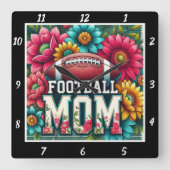 Fußball-Mutter-Blumenmuster Quadratische Wanduhr (Vorderseite)