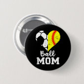 Fußball-Mutter Herz Lustig Soft Button (Vorne & Hinten)