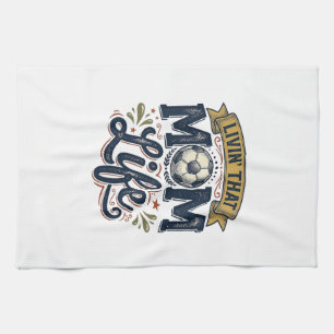 Fußball-Mutter-Leben Vintage-Gravur-Shirt-Design_1 Geschirrtuch