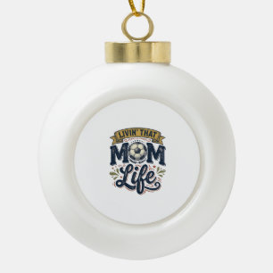 Fußball-Mutter-Leben Vintage-Gravur-Shirt-Design_1 Keramik Kugel-Ornament