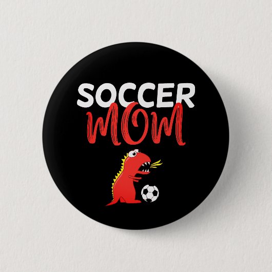 Fußball-Mutter niedlich T-Rex-Dinosaurier Button (Vorderseite)