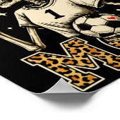 Fußball-Mutter-Skelett-Kaffee-Leopard-Stil Vintage Poster (Ecke)